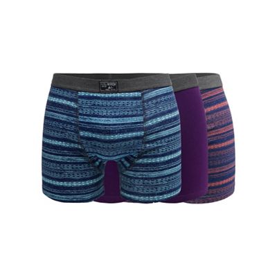 Big and tall pack of three assorted striped hipster trunks